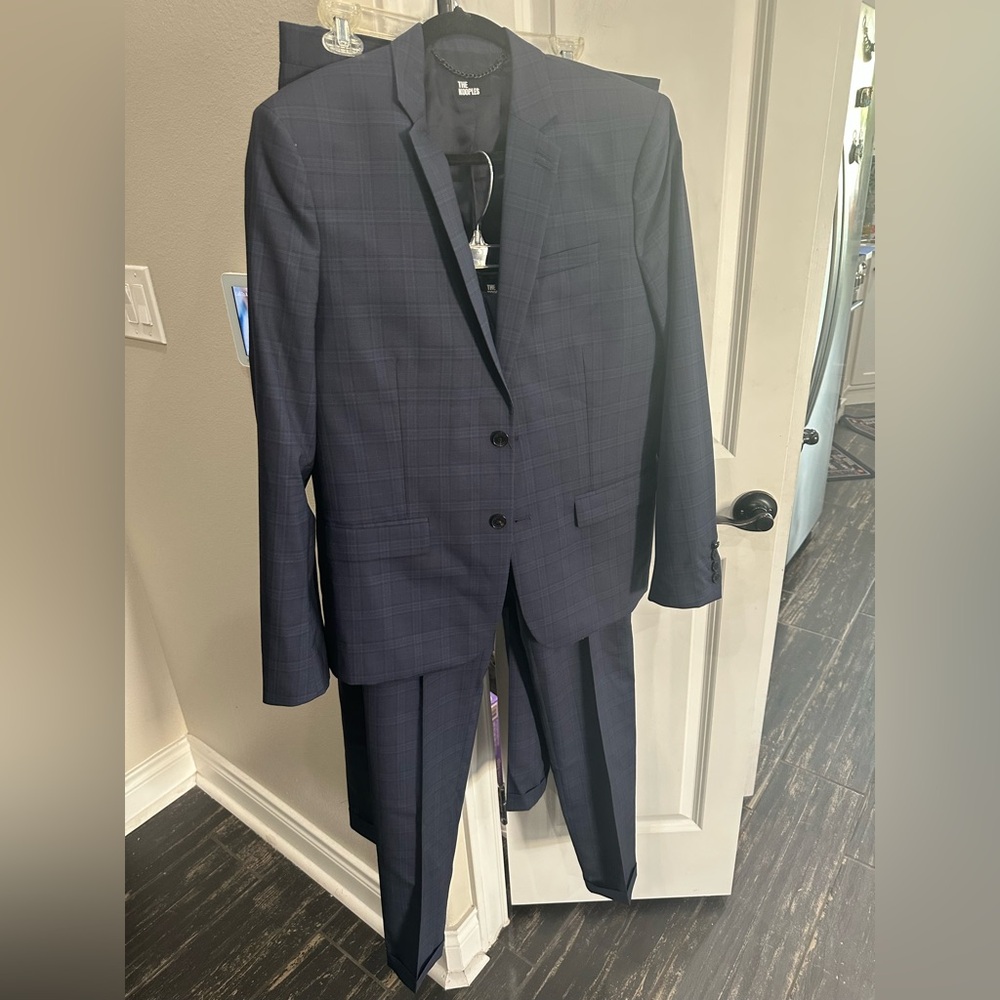 The Kooples Dark Blue Checkered Suit